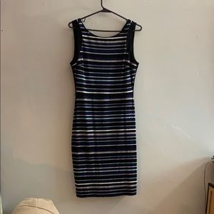 White house black market striped fitted dress